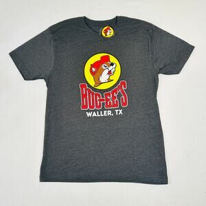 Buc-ee's T-Shirt Mens Large Classic Vintage Bucee Waller Texas Charcoal Gray NWT